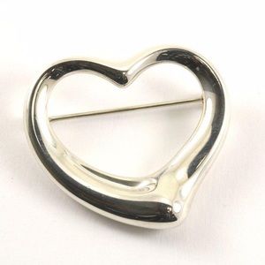 SOLD - Tiffany & Co Elsa Peretti Large Heart Silver Brooch